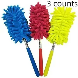 Retractable Car Duster, 3 Counts Handheld Car Cleaning Tool, Car Cleaning Brush, Multifunctional Cleaning Brush for Office, Car, Window, Furniture, Ceiling Fan, Car Cleaning Supplies