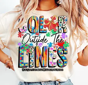 Color outside the lines Autism Awareness Shirt, Autism Awareness Shirt, Puzzle Piece Shirt, Autism Graphic Tee