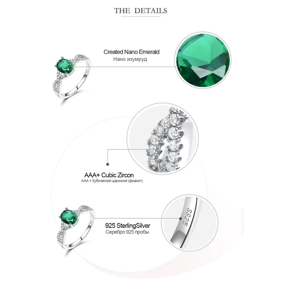 IRAMAT 925 Sterling Silver Emerald Zircon Ring | Women’s Fashion Jewelry | Perfect for Weddings & Special Occasions moissanite dark