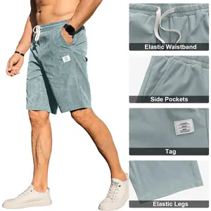 Men's 3-Pack Corduroy Shorts - Black, Grey & Navy - Elastic Waist with Drawstring, Side Pockets, Retro Style - Lightweight Fabric - Perfect for Summer, Beach, Casual Daily Wear - M-3XL Sizes
