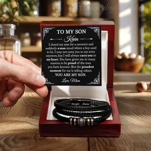 Custom Bracelet for Son from Parents, Christmas Gifts for Son, Gift for Son on His Birthday, Grown Up Son Bracelet Gift, Graduation Gift for Son