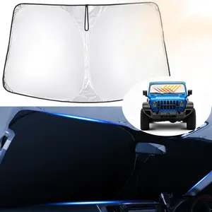 Canvcle Windshield Sun Shade for 2020-2025 2026 Jeep Gladiator(JT) Accessories,Sport,Sport S,Overland Rubicon Pickup(NO Sensor)Window Sunshade Sun Visor 240T 5 Layers Protector Foldable Blocks UV Rays Keep Car Cooler