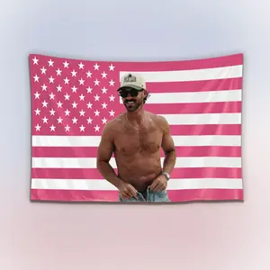 Riley Green Pink USA Flag Tapestry, Country Singer Wall Hanging Decor, Retro Music Art Banner, Bedroom Aesthetic Wall Art, Gift for Fans