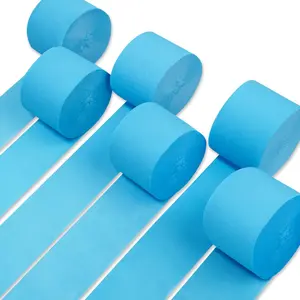 PartyWoo Blue Crepe Paper Streamers 6 Rolls 492 ft Pack of Light Baby Pastel Blue Crepe Paper for Graduation Baby Shower Gender Reveal Birthday Party Decorations (1.8 Inch x 82 Ft/Roll), Blue-23