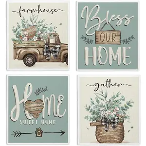 Bless This Home Swedish Dishcloths for Kitchen, Christian Swedish Dish Cloths, 4 Pack  Paper Towels, Cotton and  Pulp, 6.7 x 7.5 inches