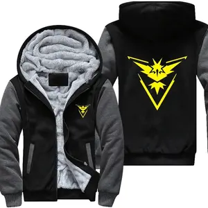 USA plus EU American Size Pokemon Go Team Valor Team Mystic Team Instinct Cosplay Jacket Sweatshirts Thicken Hoodie Zipper Coat