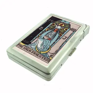 Tarot Card Illustration "Priestess" Metal Case with Built in Lighter
