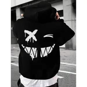 Motorcycle hoodie Fashion Hoodie with Full Face Mask Design, Casual Zipper Sweatshirt, Stylish Graphic Print Pullover for Men & Women