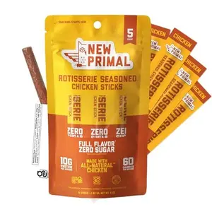 New Primal Rotisserie Chicken Sticks, Zero Sugar High Protein Snack, Gluten Free Whole30 Healthy Snacks, Keto and Paleo Friendly, Jerky Meat Stick, 10g Protein, 5 Count