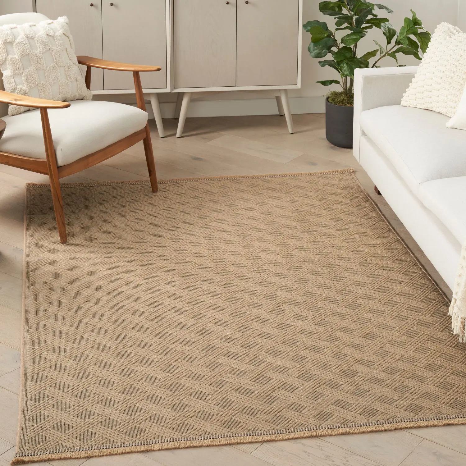 Nourison Machine Washable Jute Blend Flatweave Area Rug - Non-Slip, Fringed Decorative Rug with Anti-Slip Support for Entryway Home Decor