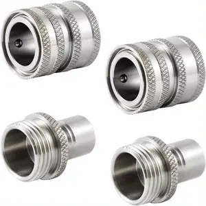 4 Pcs Stainless Steel Water Pipe Connector, Quick Release Hose Connector, Pressure Washer Accessories Quick Disconnect Kit, Quick Connect Explosion-proof 3/4 Inch