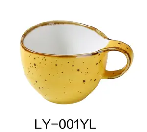 Yanco LY-001YL Lyon 4 in. Coffee & Tea Cup, Reactive Glaze, Yellow - 7 oz - Pack of 36