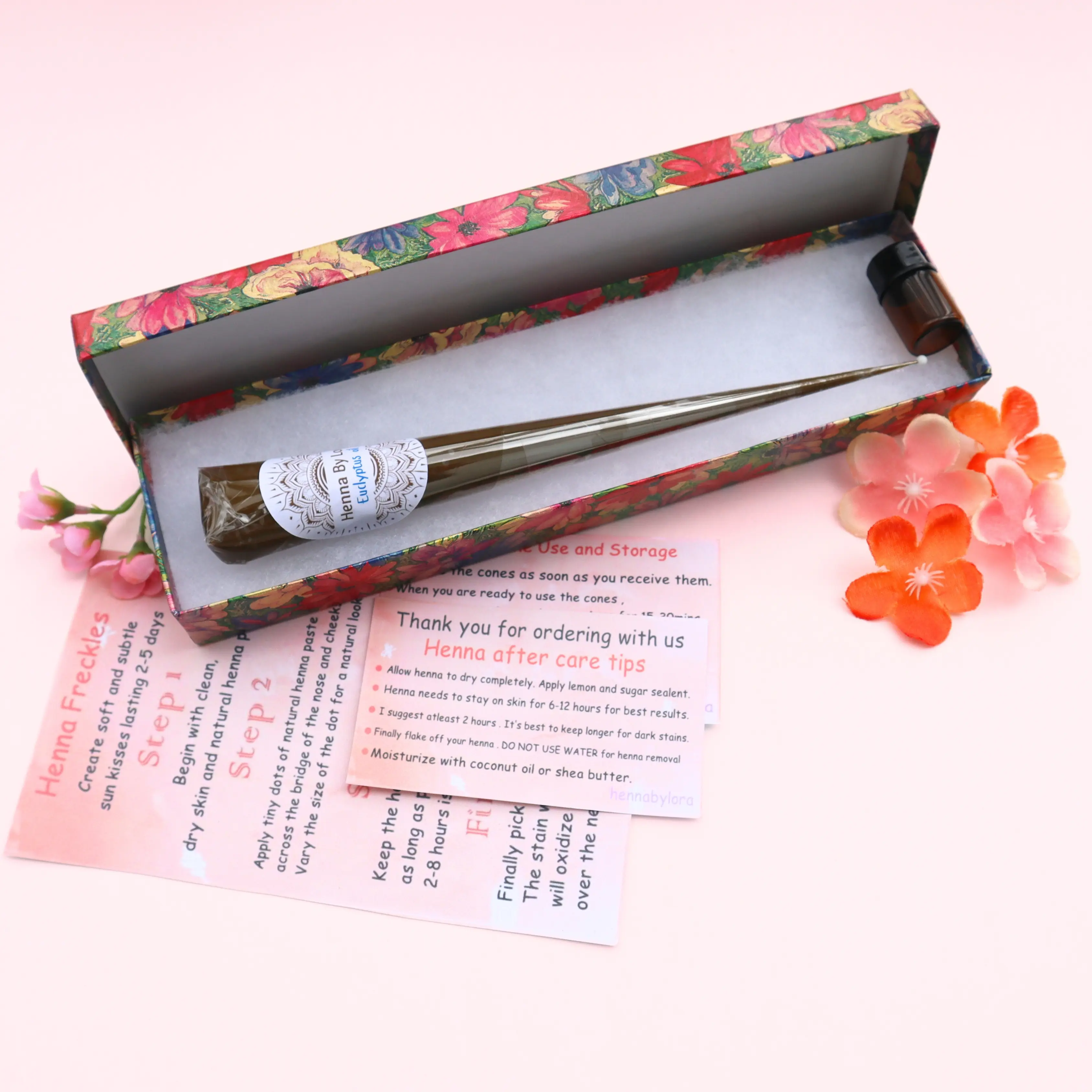 Henna freckle kit with eucalyptus oil , Henna cone for freckles ,Freckle Kit