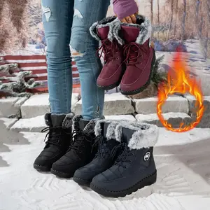 Women's Snow Boots Insulated Waterproof Winter Boots for Women Warm Fur Lined Booties High-heeled Snow Boots