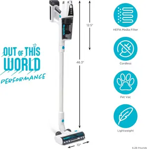 Simplicity Vacuums Stick Vacuum Cordless Rechargeable S67, Lightweight Household Vacuum Cleaners for Pet Hair with 3 Speeds, Multi-Surface Use, HEPA Filter Media, 35 Min Runtime, LED Light, Wall Mount