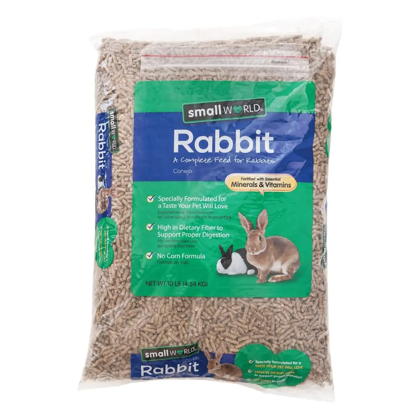 Small World Rabbit Food, Complete Pelleted Feed, High Fiber Food, 10 lb Bunny Food, Rabbit Pellets, High Fiber Diet, Digestive Support, Essential Vitamins & Minerals, Daily Nutrition, Rabbit Food