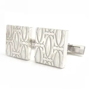 Pre-owned Cartier Sterling Silver 925 (Ag925) Small Leather Goods C2 Motif SV925 Square Cufflinks
