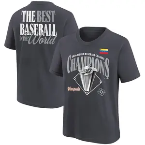 World Baseball Classic Champions T-Shirt, Venezuela Baseball Fan Graphic Tee, Sports Trophy Print Shirt, The Best Baseball In The World Back Print Tee for Men Women