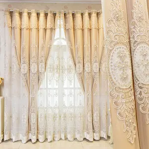 Flower Embroidery Window Curtain, 1 Count Modern Simple Double Layer Curtain, Interior Decoration Accessories, Home Decorative Curtain for Living Room Bedroom Hotel Salon, Window Decorations Supplies