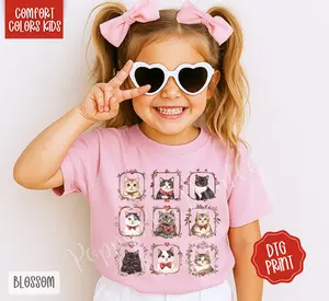 Valentine Cats Comfort Colors Youth Tshirt, Trendy Valentine's Day Shirt