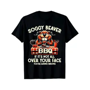 🔥[Soft 100% Cotton]  Soggy Beaver BBQ "If It's Not All Over Your Face You Are" Men T-Shirt| Funny BBQ Graphic Tee| Unisex Short Sleeve Shirt| Casual Grill Lover Shirt| Sizes S-5XL| Perfect for BBQ Parties & Casual Outfits