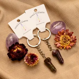Down to Earth Crystal Phallus Keychain | Funny Gifts | Unique Crystal Keychains