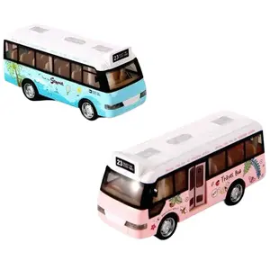 Interactive Die Cast Metal School Bus Toy with Sound Light Friction Powered Play Vehicle  Gifts for Kids' Fun Imaginative Play