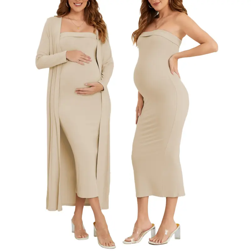strapless open back dress Silk Rib Maxi Dress