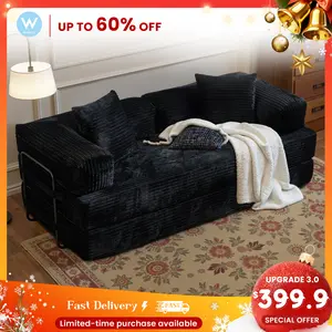 Weaxty W Multi-Functional Cloud Floor Sofa Bed High-Quality Convertible Comfy Couch Corduroy Fabric, Premium Sponge Padding, Teddy sofa for Living Room Upholstered Futon Couch