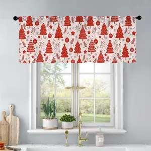 1pc Christmas and New Year printed kitchen curtains Christmas with snowman, christmas trees, curtains valance window treatment living room bedroom home decor 54 x 18 inch