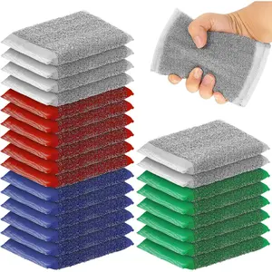 24 Pack Kitchen Steel Scrubbing Sponges, Heavy Duty Non Scratch Metal Scrub Pads,  Cleaning Sponges for Dishes, Pots, Pans, Sink and Tough Hard Stains (Multicolored)