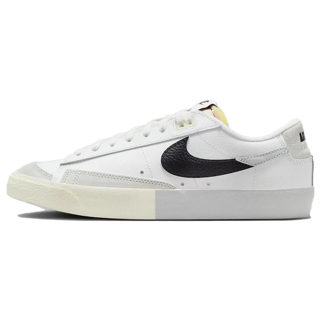 Men's Nike Blazer Low '77 Dual-Color Casual Trainers, All-Seasons Style DZ2544-100, White-Black Split Design Casual Shoes