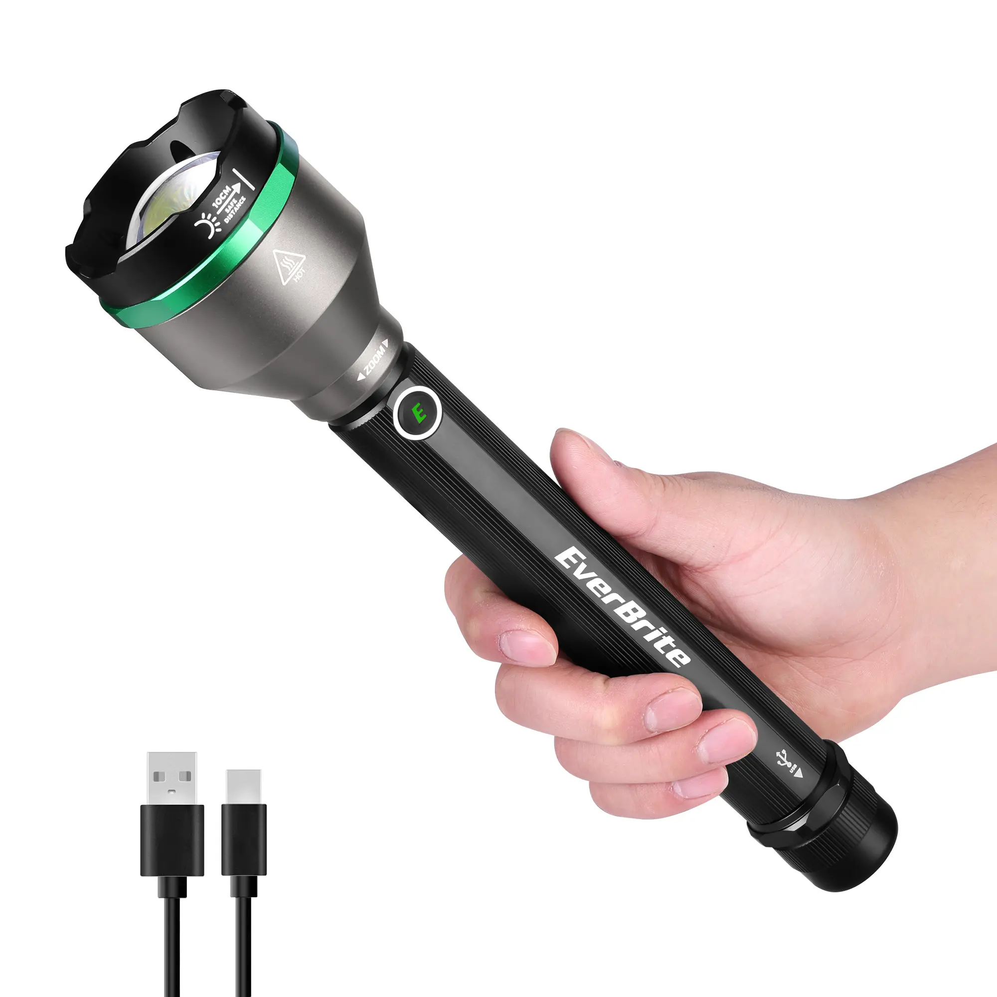 #backtoschool  EverBrite 5000 High Lumens Rechargeable Flashlight, 5 Modes Zoomable Tactical Flash Light High Powered, LED Super Bright Spotlight for Hunting Hiking Camping Home Emergency& Survival Gear
