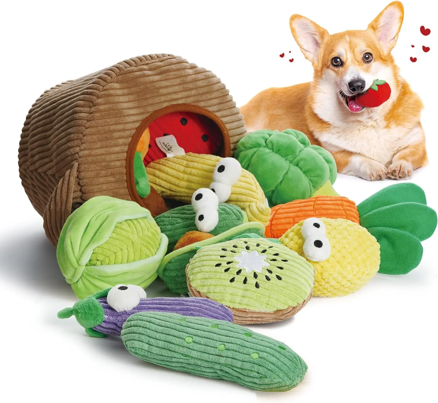 Nocciola 15 Pack Grocery Bag Crinkle Dog Squeaky Toys, Small Dog Toys for Aggressive Chewers, Stuffed Dog Chew Toys for Small Medium Dogs, Durable and Interactive Puppy Toys, Dog Birthday Gifts