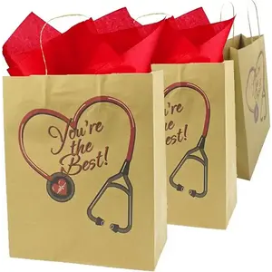 4E’s Nurse Gift Bags 12-Pack – Large Kraft Bags for Nurse Appreciation Week
