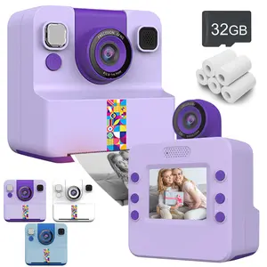 Kids Camera Instant Print, 5 Rolls Print Paper, 2.4" Screen, 1080P HD, 180° Flip Lens, 32GB Card, Gift for Boys & Girls, Digital Cameras