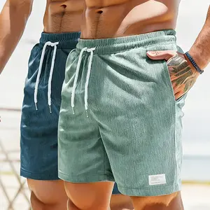 Men's Regular Fit Corduroy Shorts, Casual Comfy Swim Shorts for Summer, Men's Bottoms for Daily Wear