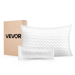 VEVOR Bed Pillow for Sleeping, Queen Size Luxury Quality Hotel Pillow with Memory Foam Fill, Supportive & Adjustable, Includes Natural Firber Pillowcase, Bedding for Back, Stomach and Side Sleepers