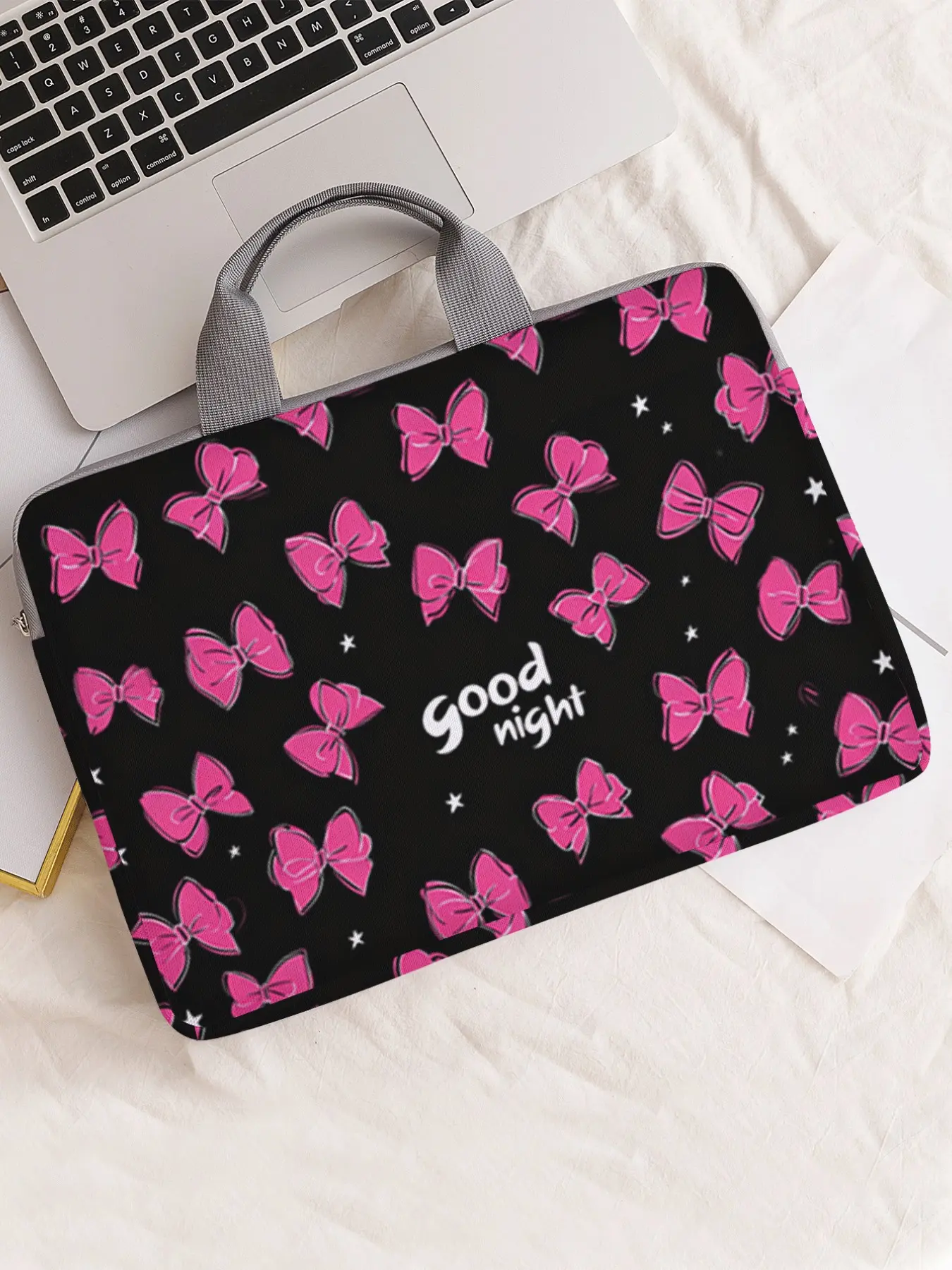 Butterfly Print Notebook Bag, Soft Laptop Sleeve, Tablet Case, Zipper Storage Pouch, Casual Style, All Seasons, Valentine's Day Gift