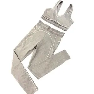 Grey Sporting 2 Piece Set - Closed Trainer Top & High-Waisted Leggings for Women Athleisure Wear
