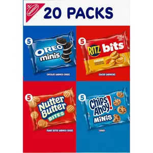 Nabisco Classic Mix Variety Pack, OREO Mini, CHIPS AHOY! Mini, Nutter Butter Bites, RITZ Bits Cheese, 20 Snack Packs