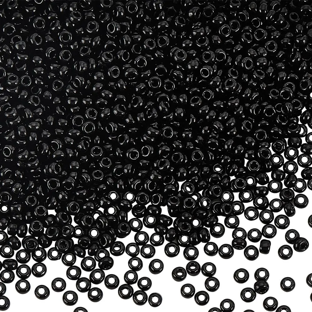 Elite 11/0 Glass Seed Beads Black Opaque Colours Diameter 2mm About 6000 count in A Box for DIY Craft
