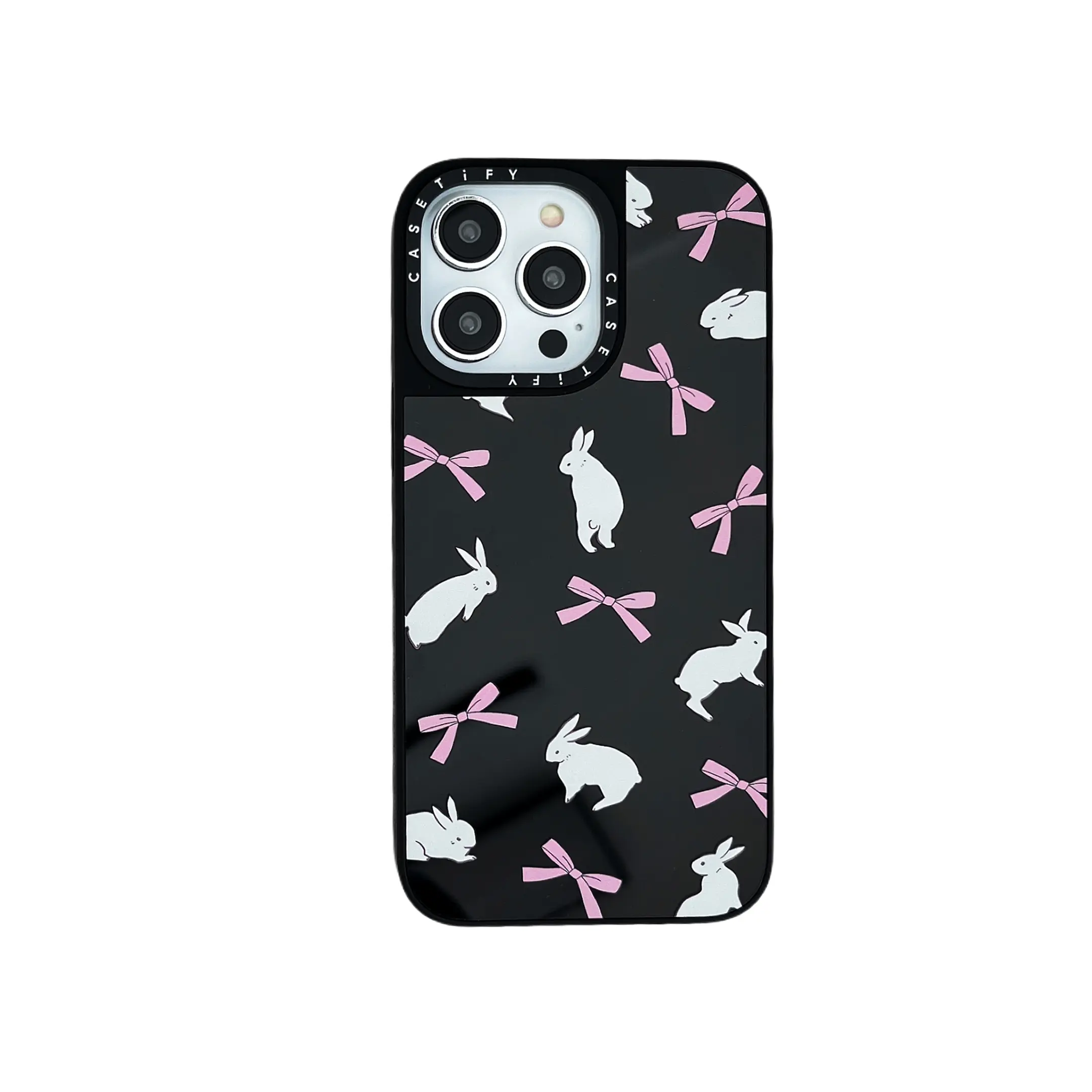 iphone case suitable for iphone 14 15 pro max, 14 15 pro--- Mirror Bow Bunny Phone Case