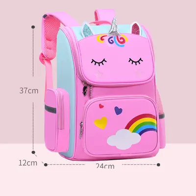Gradient Color Unicorn Backpack For Girls & Boys - 16.5 Inch School Bookbag With Embroidery, Water Repellent