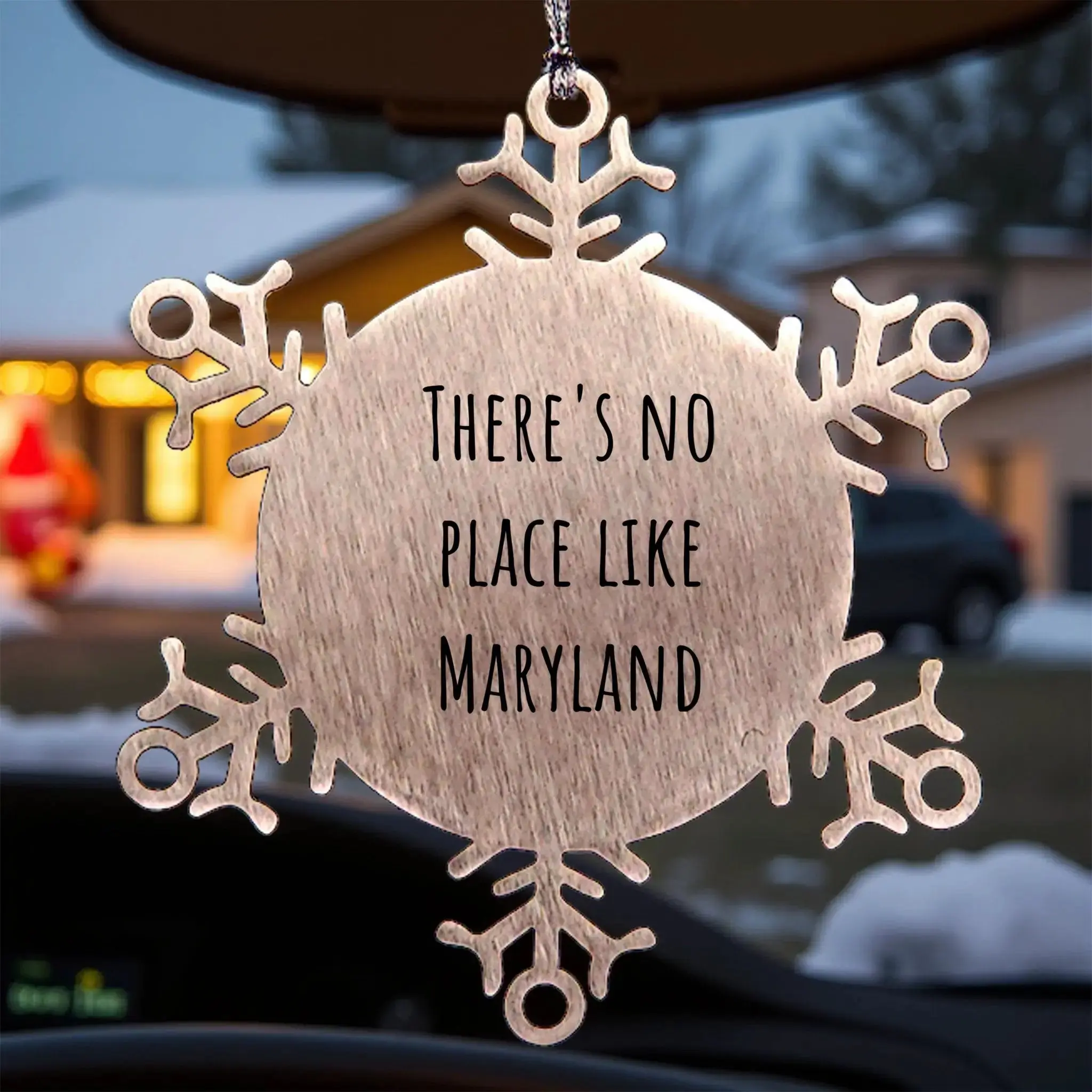 Funny Maryland Christmas Snowflake Ornament - There's No Place Like Maryland