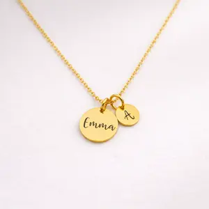Customized Name Necklace, Name Disc Necklace, Disc Initial Necklace, Name Initial Necklace, Initial Personalized Necklace Gift For Mother