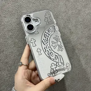 Compatible with iPhone 17/16/15/14/13/12/11/ProMax/Pro/Plus/Ari Minimalist Creative Soft-Edge Hard CaseAcrylic Mirror Finish Silver Premium Makeup MirrorScratch-Resistant Phone Case