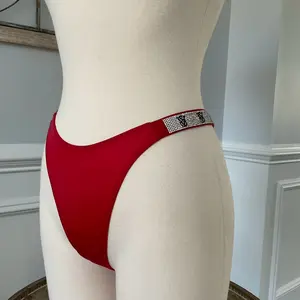 Red silk rhinestone Brazilian