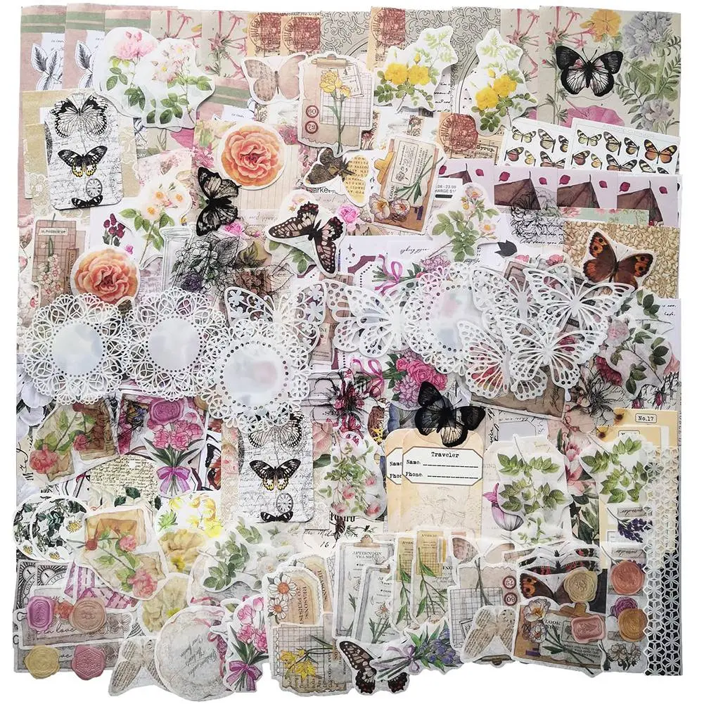 260Pc Vintage Adhesive Stickers, DIY Sticker Paper for Scrapbooking, Journaling & Gift Wrapping - Cottage Decor Collage Craft Supplies