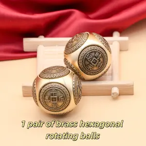 Elegant Brass Six-Sided Rotating Ball, Relaxation & Wealth Attraction, Handheld Feng Shui Charm, Ideal Gift, Home Decor Ornament, Feng Shui Ornaments